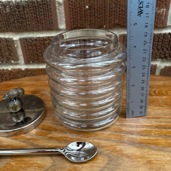 Cracker Barrel Exclusive Glass Pot and metal top Honey with spoon - Picture 6 of 8